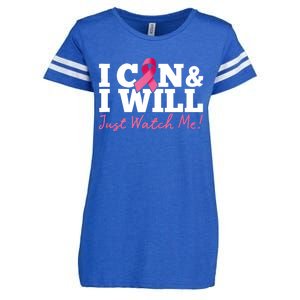 I Can & I Will Beat Breast Cancer Warrior Just Watch Me Enza Ladies Jersey Football T-Shirt