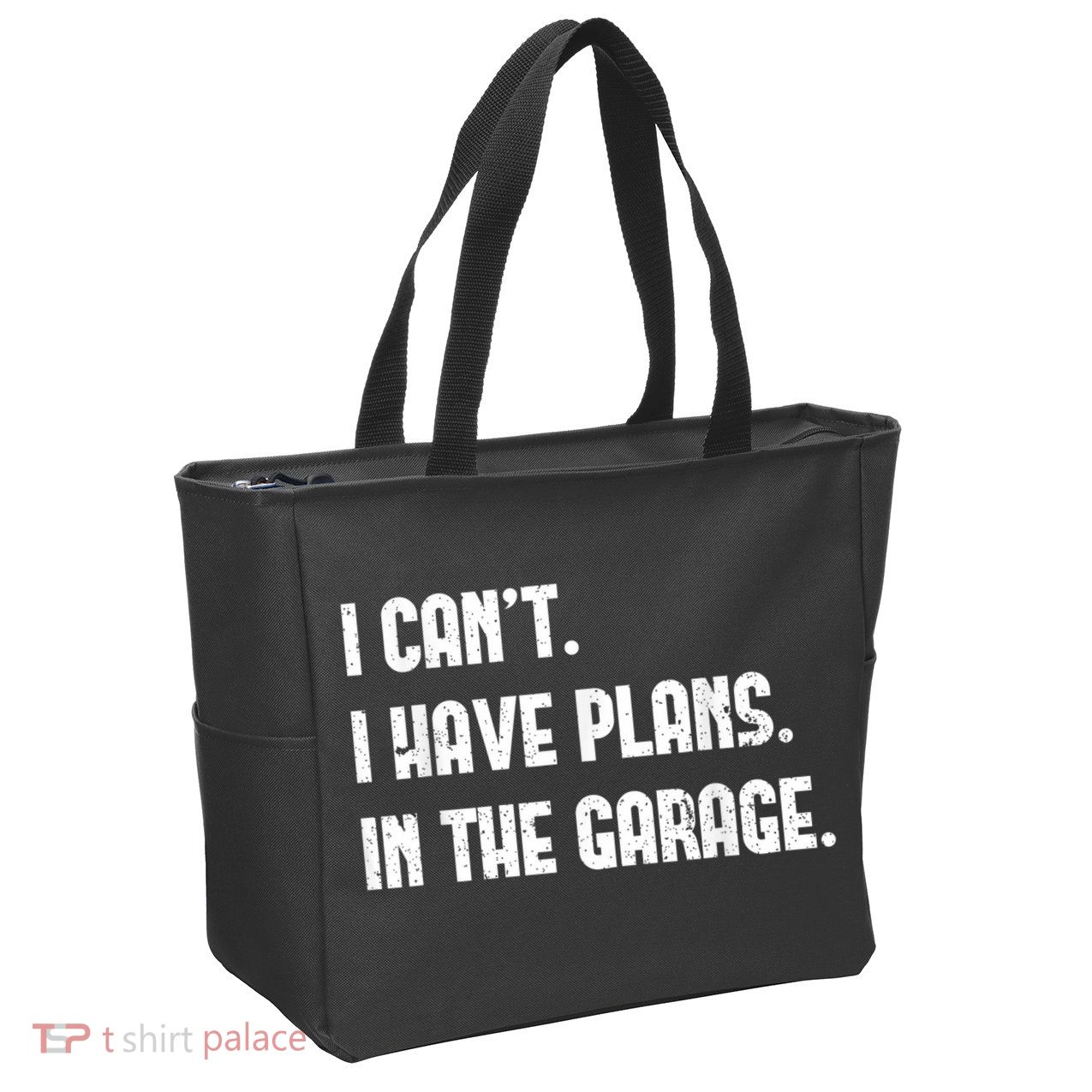 I Cant I Have Plans In The Garage Fathers Day Car Mechanics Short Sleeve Zip Tote Bag
