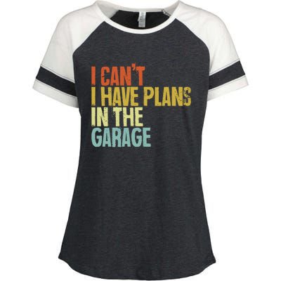 I Can't I Have Plans In The Garage Distressed Gift Enza Ladies Jersey Colorblock Tee