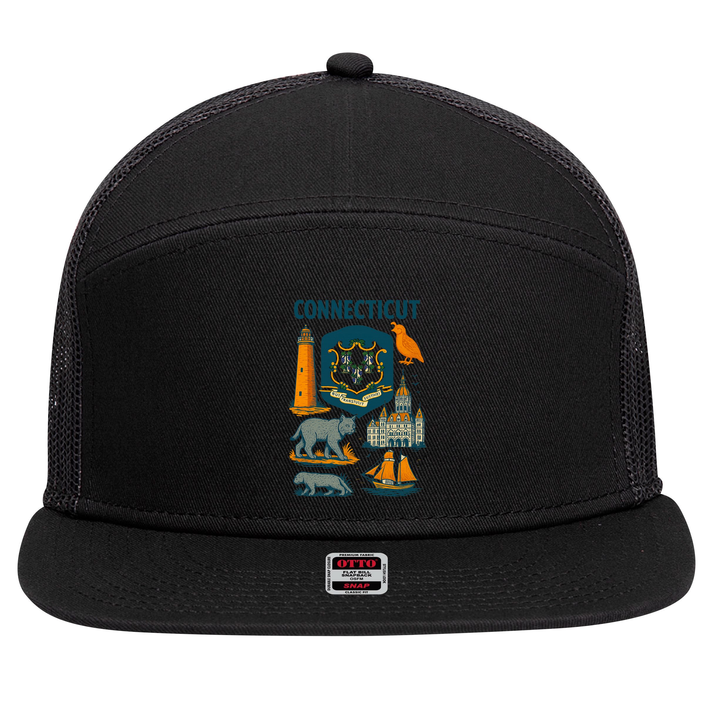 Iconic Connecticut 7 Panel Mesh Trucker Snapback Hat