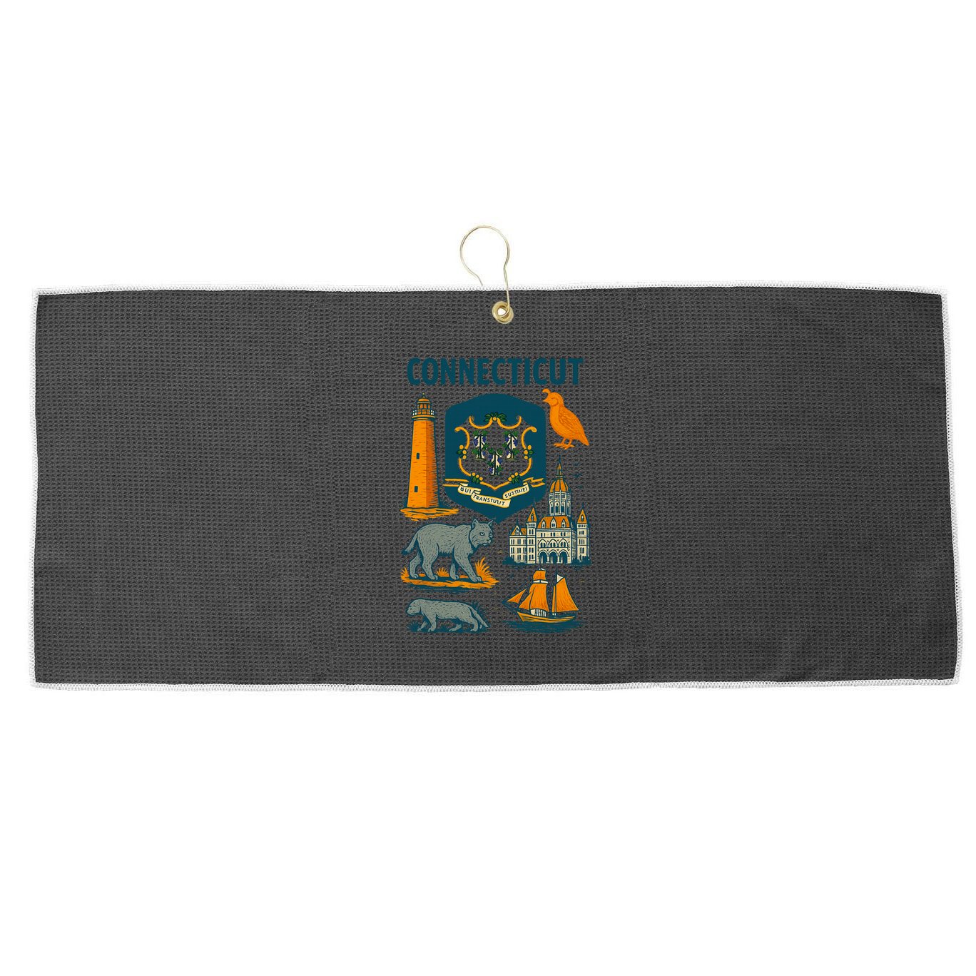 Iconic Connecticut Large Microfiber Waffle Golf Towel