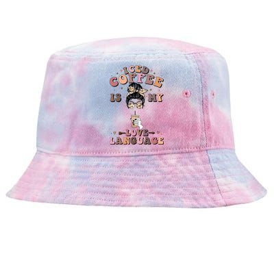 Iced Coffee Is My Love Language Cold Brew Coffee Retro Quote Gift Tie-Dyed Bucket Hat