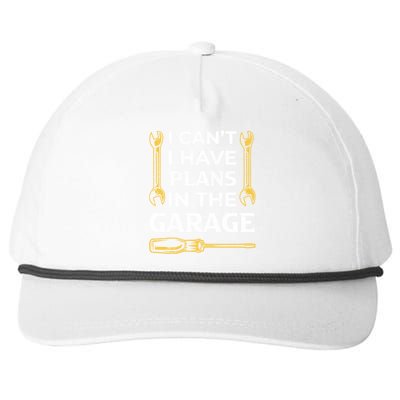 I Can't I Have Plans In The Garage Funny Car Mechanic Dad Gift Snapback Five-Panel Rope Hat