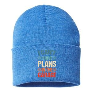 I Can't I Have Plans In The Garage Funny Car Mechanic Dad Gift Sustainable Knit Beanie