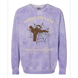 I Caught In Web Procrastination & CouldnT Escape Retro Colorblast Crewneck Sweatshirt