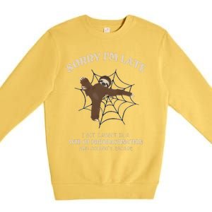 I Caught In Web Procrastination & CouldnT Escape Retro Premium Crewneck Sweatshirt