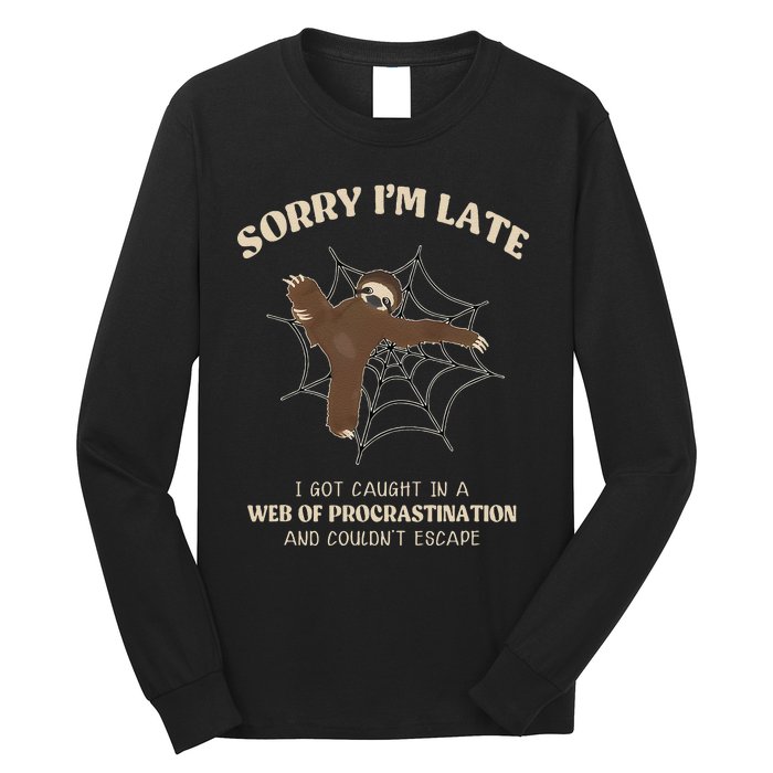 I Caught In Web Procrastination & CouldnT Escape Retro Long Sleeve Shirt