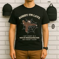 I Caught In Web Procrastination & CouldnT Escape Retro T-Shirt