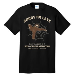 I Caught In Web Procrastination & CouldnT Escape Retro Tall T-Shirt