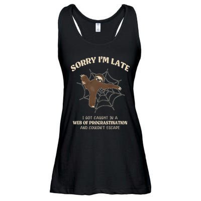 I Caught In Web Procrastination & CouldnT Escape Retro Ladies Essential Flowy Tank