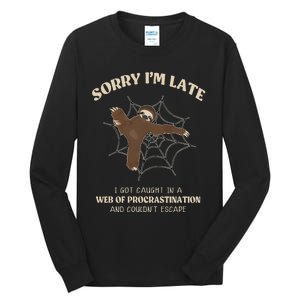 I Caught In Web Procrastination & CouldnT Escape Retro Tall Long Sleeve T-Shirt