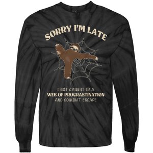 I Caught In Web Procrastination & CouldnT Escape Retro Tie-Dye Long Sleeve Shirt