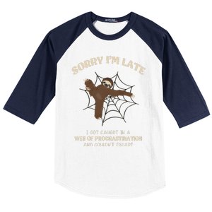 I Caught In Web Procrastination & CouldnT Escape Retro Baseball Sleeve Shirt