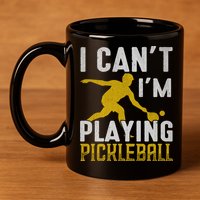 I Can't I'm Playing Pickleball Paddle 11oz C Handle Ceramic Mug