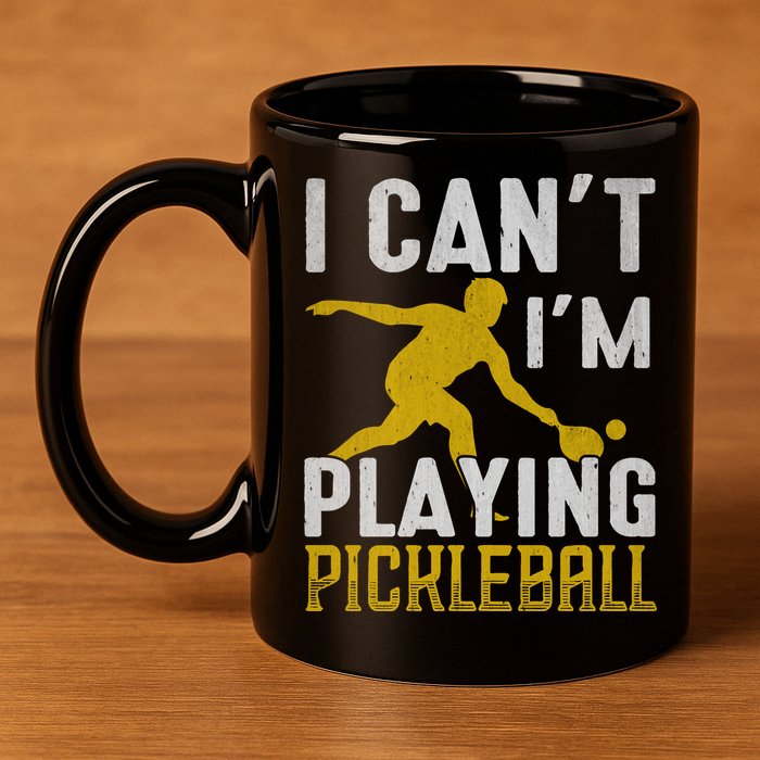 I Can't I'm Playing Pickleball Paddle 11oz C Handle Ceramic Mug