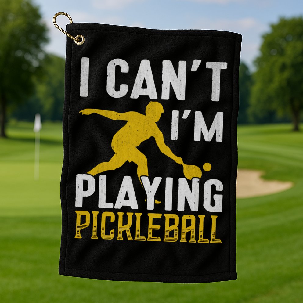 I Can't I'm Playing Pickleball Paddle Golf Towel