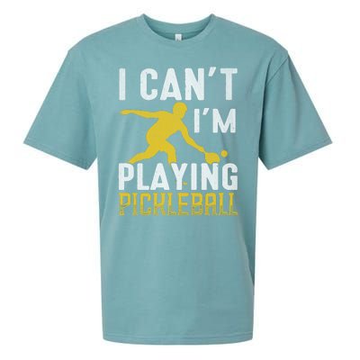 I Can't I'm Playing Pickleball Paddle Sueded Cloud Jersey T-Shirt