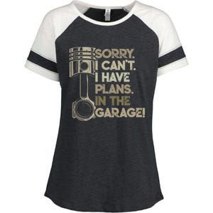 I Cant I Have Plans In The Garage Car Motorcycle Mechanic Gift Enza Ladies Jersey Colorblock Tee