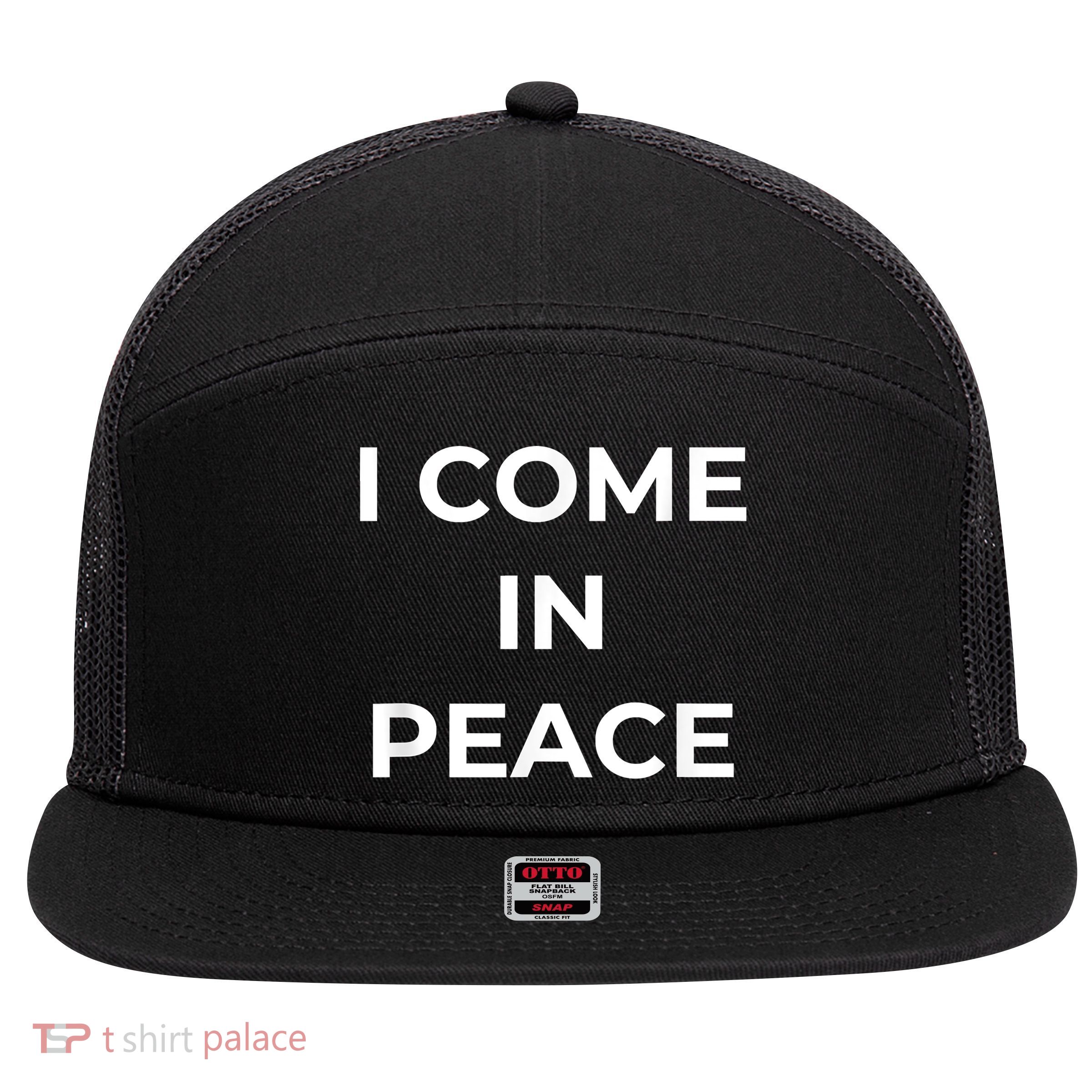 I COME IN PEACE I'M PEACE Apparels Funny Couple's Matching 7 Panel Mesh Trucker Snapback Hat