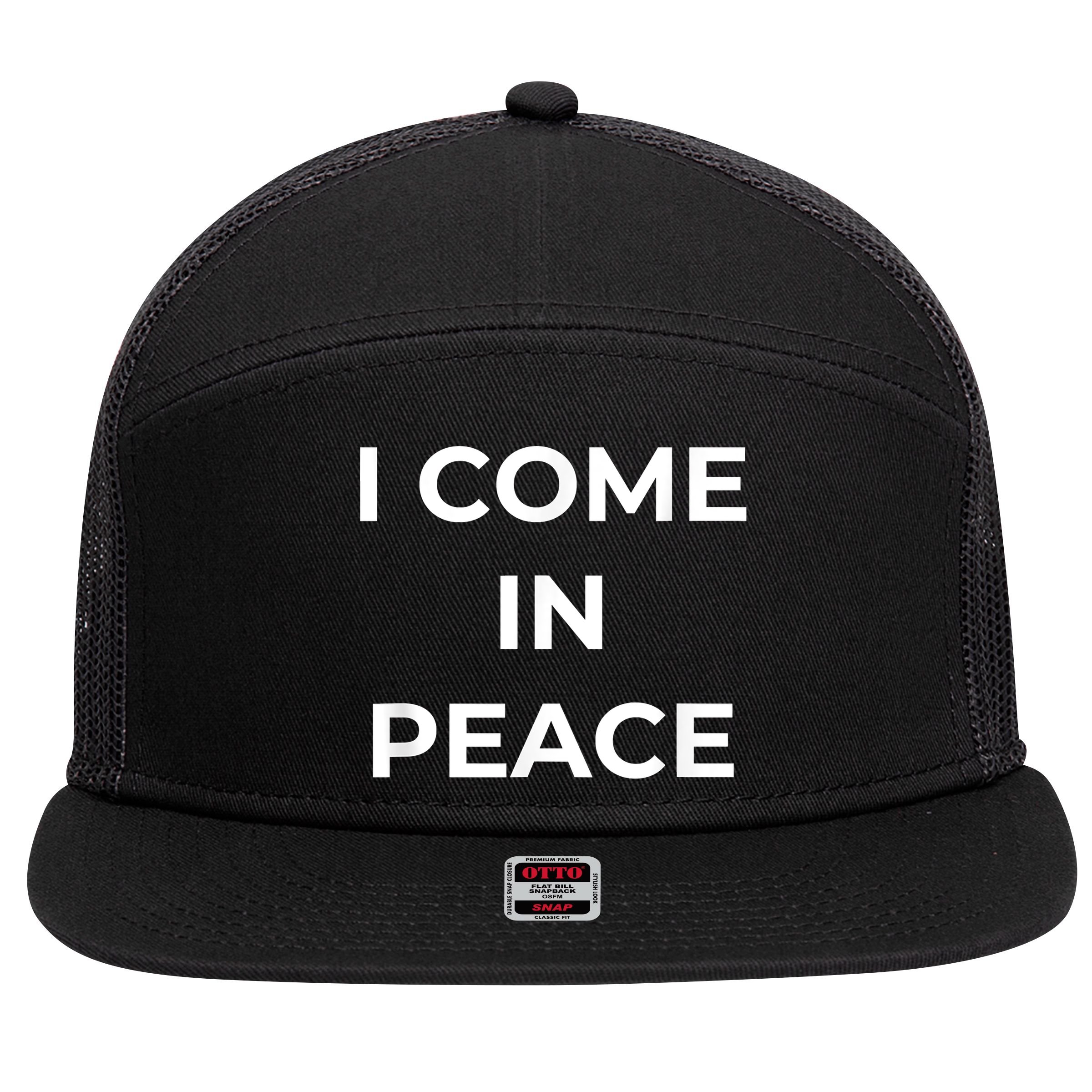 I COME IN PEACE I'M PEACE Apparels Funny Couple's Matching 7 Panel Mesh Trucker Snapback Hat