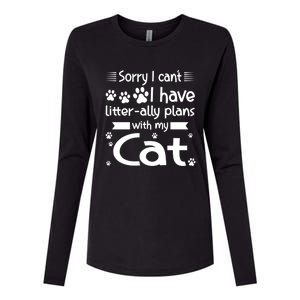 I Cant I Have Litterally Plans With My Cat Cat Gift Womens Cotton Relaxed Long Sleeve T-Shirt