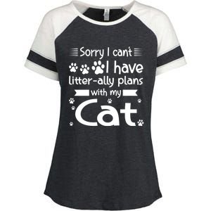 I Cant I Have Litterally Plans With My Cat Cat Gift Enza Ladies Jersey Colorblock Tee