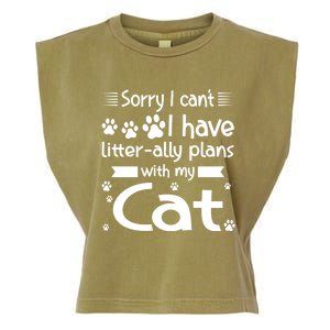 I Cant I Have Litterally Plans With My Cat Cat Gift Garment-Dyed Women's Muscle Tee