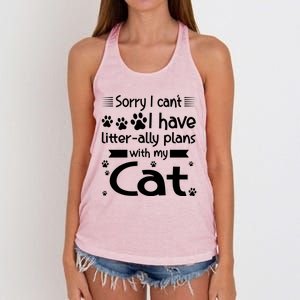 I Cant I Have Litterally Plans With My Cat Cat Gift Women's Knotted Racerback Tank