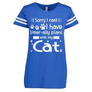 I Cant I Have Litterally Plans With My Cat Cat Gift Enza Ladies Jersey Football T-Shirt