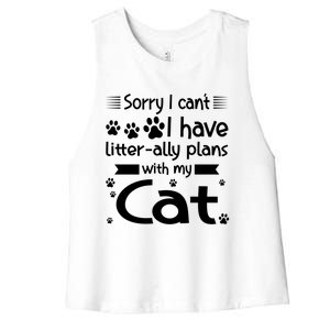 I Cant I Have Litterally Plans With My Cat Cat Gift Women's Racerback Cropped Tank