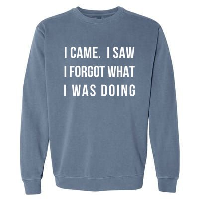 I Came I Saw I Forgot What I Was Doing Sarcastic Tee Gift Garment-Dyed Sweatshirt