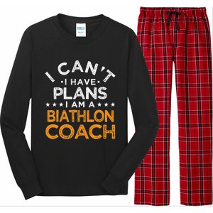 I Can't I Have Plans Biathlon Coach Funny Biathlete Humor Premium Long Sleeve Pajama Set