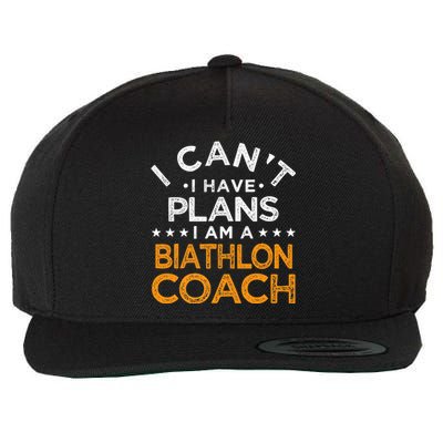 I Can't I Have Plans Biathlon Coach Funny Biathlete Humor Premium Wool Snapback Cap