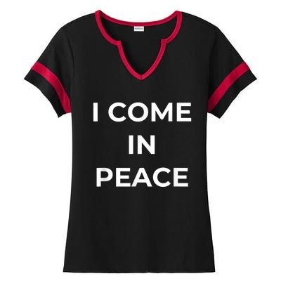 I COME IN PEACE & I'M PEACE Cute Funny Couple Matching New Ladies Halftime Notch Neck Tee