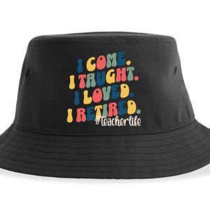 I Came I Taught I Loved I Retired Funny Teacher Sustainable Bucket Hat