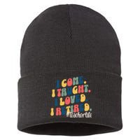 I Came I Taught I Loved I Retired Funny Teacher Sustainable Knit Beanie