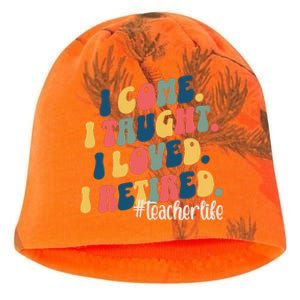 I Came I Taught I Loved I Retired Funny Teacher Kati - Camo Knit Beanie