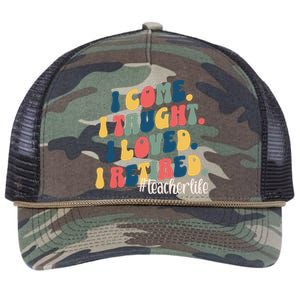 I Came I Taught I Loved I Retired Funny Teacher Retro Rope Trucker Hat Cap