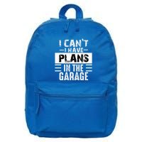 I Cant I Have Plans In The Garage Funny Retro Car Mechanic 16 in Basic Backpack