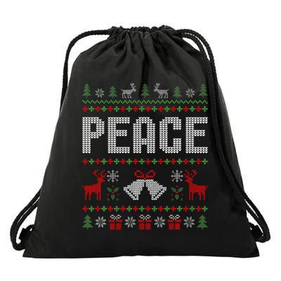 I Come In Peace IM Peace Matching Couple Christmas Pajamas Drawstring Bag