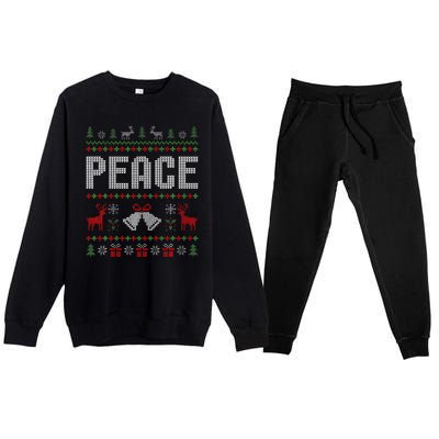 I Come In Peace IM Peace Matching Couple Christmas Pajamas Premium Crewneck Sweatsuit Set