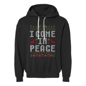 I Come In Peace IM Peace Matching Couple Christmas Pajamas Garment-Dyed Fleece Hoodie