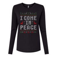 I Come In Peace IM Peace Matching Couple Christmas Pajamas Womens Cotton Relaxed Long Sleeve T-Shirt