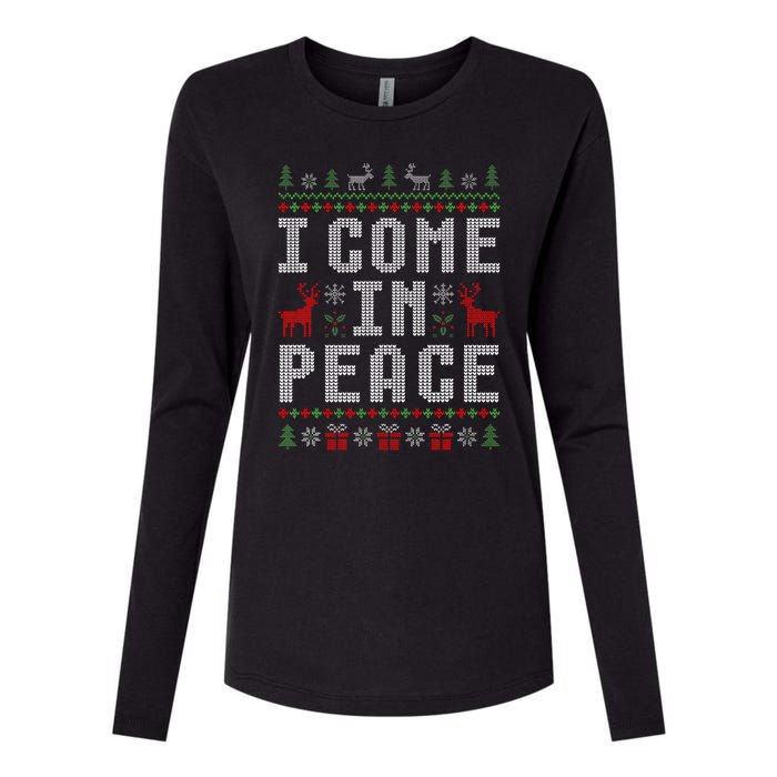 I Come In Peace IM Peace Matching Couple Christmas Pajamas Womens Cotton Relaxed Long Sleeve T-Shirt