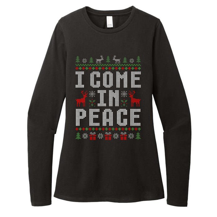 I Come In Peace IM Peace Matching Couple Christmas Pajamas Womens CVC Long Sleeve Shirt