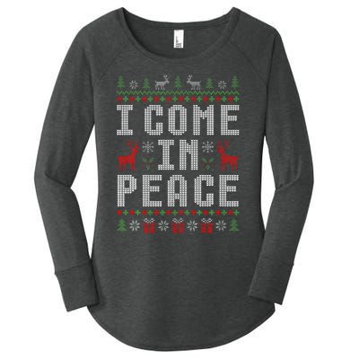 I Come In Peace IM Peace Matching Couple Christmas Pajamas Women's Perfect Tri Tunic Long Sleeve Shirt