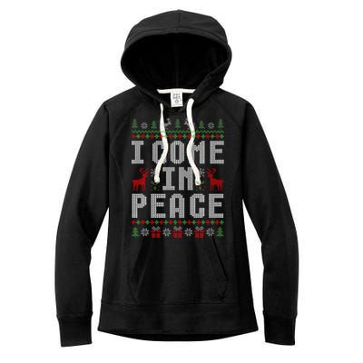 I Come In Peace IM Peace Matching Couple Christmas Pajamas Women's Fleece Hoodie