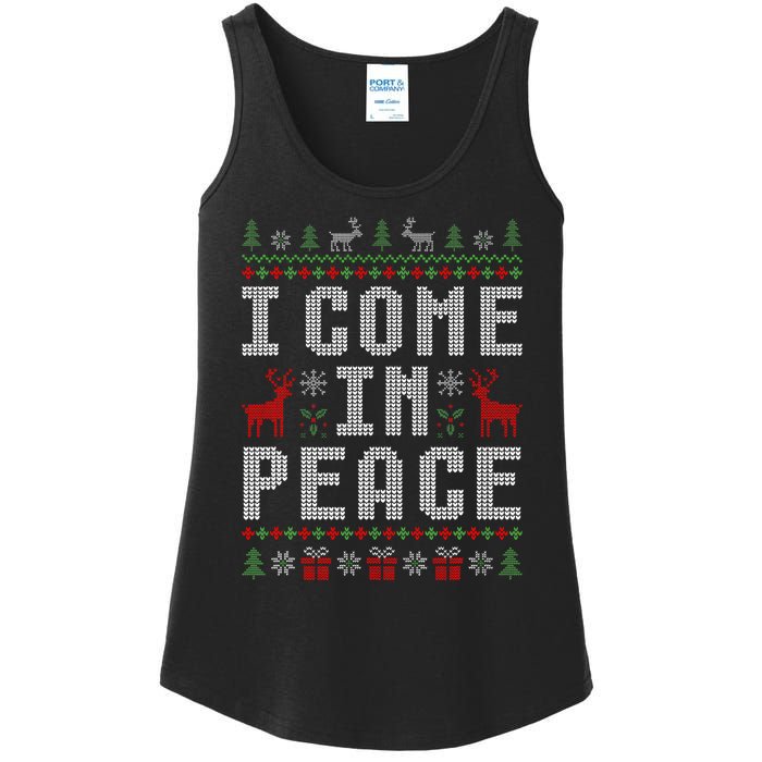 I Come In Peace IM Peace Matching Couple Christmas Pajamas Ladies Essential Tank