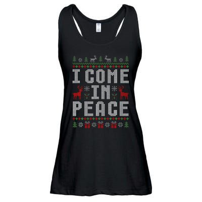 I Come In Peace IM Peace Matching Couple Christmas Pajamas Ladies Essential Flowy Tank