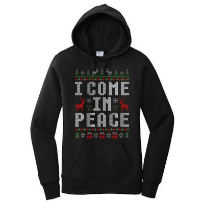 I Come In Peace IM Peace Matching Couple Christmas Pajamas Women's Pullover Hoodie